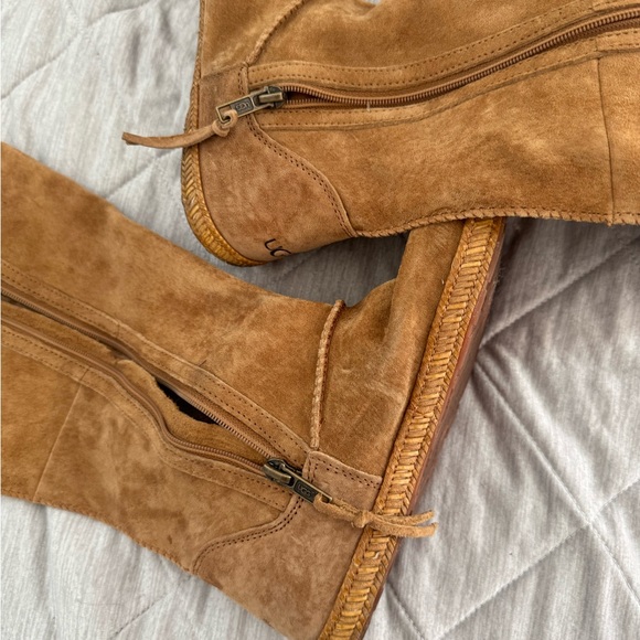 UGG Brown Suede Over the Knee Boots with Fringe - Picture 8 of 9